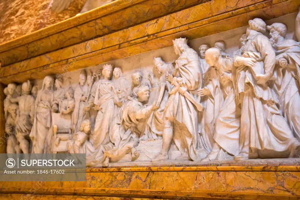 Statues on the wall of the St. Peter's Basilica, Vatican City, Rome, Lazio, Italy