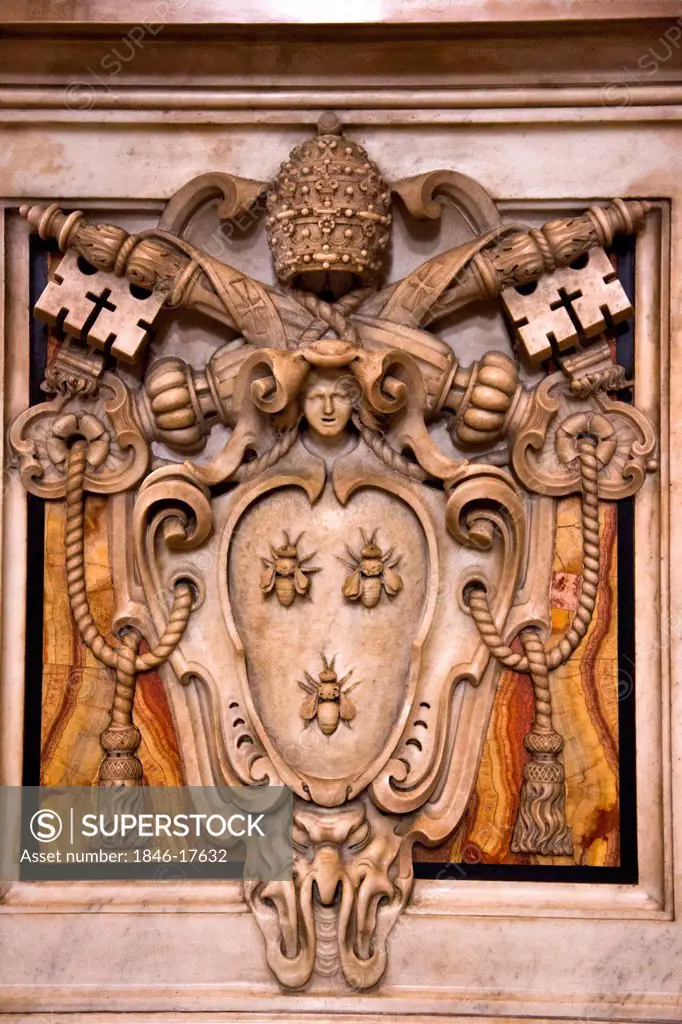 Details of carvings in a basilica, St. Peter's Basilica, Vatican City, Rome, Lazio, Italy