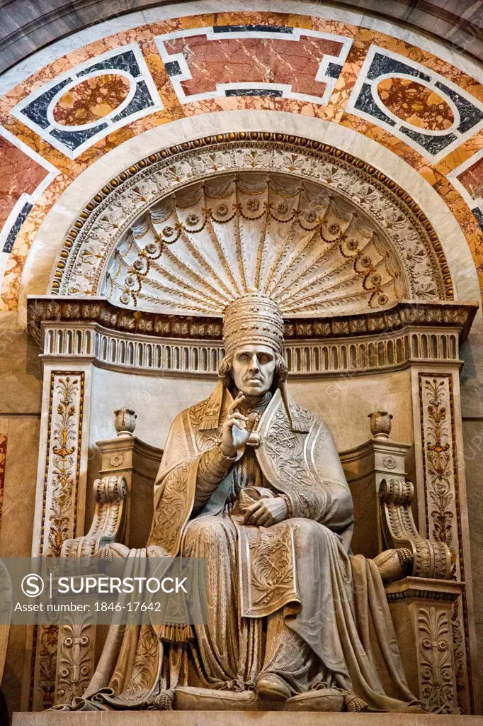 Low angle view of a statue in a basilica, St. Peter's Basilica, Vatican City, Rome, Lazio, Italy