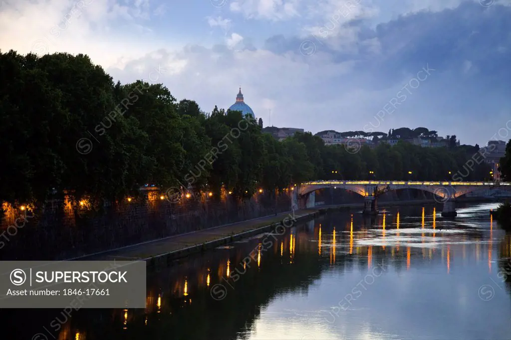 Bridge across a river, Ponte Vittorio Emanuele II, River Tiber, Rome, Lazio, Italy