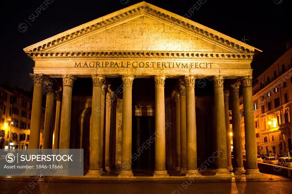Pantheon at night, Pantheon Rome, Rome, Lazio, Italy