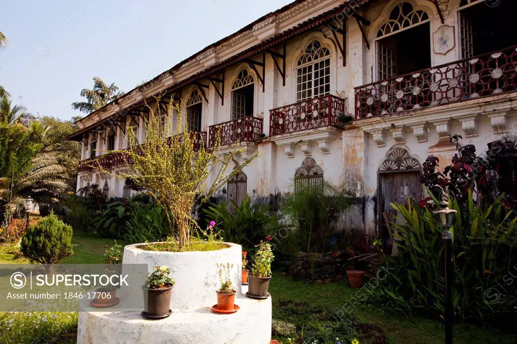 Plants in the garden of a house, Menezes Braganza House, Chandor, Salcetta, South Goa, Goa, India