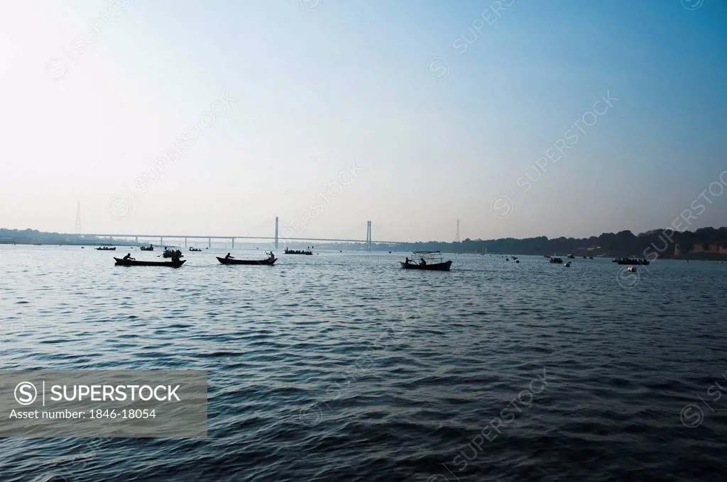 Boats in the Ganges River, Allahabad, Uttar Pradesh, India