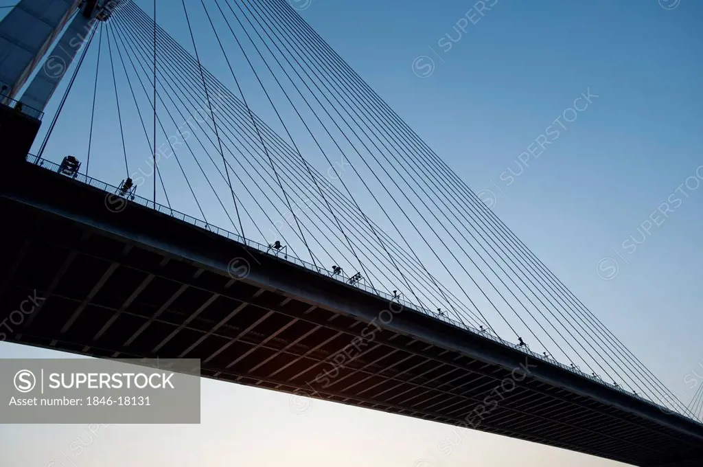 Low angle view of a bridge, Vidyasagar Setu, Hooghly River, Kolkata, West Bengal, India
