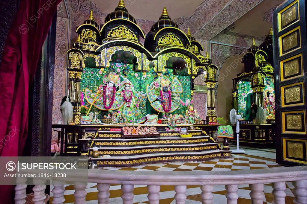 Idols of Radha and Lord Krishna in a temple, Iskcon Temple, Ahmedabad, Gujarat, India