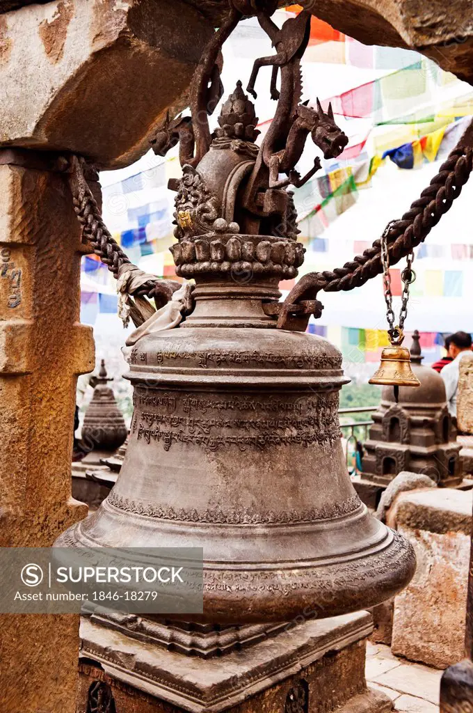 Bell hanging at the temple of Swayambhunath, Kathmandu, Nepal