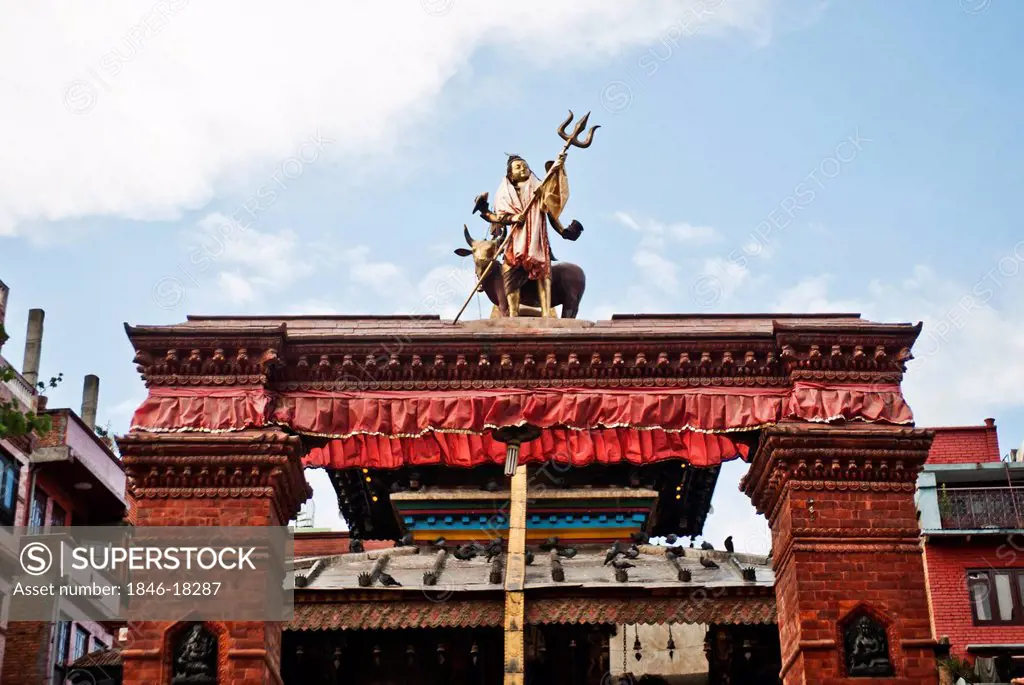 Statue of Lord Shiva at the entrance of Mahendreswor Temple, Hanuman Dhoka, Durbar Square, Kathmandu, Nepal