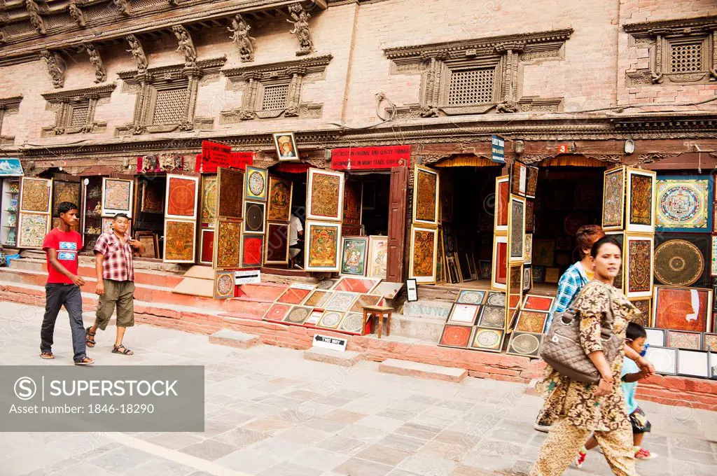 Tourists walking in a street, Hanuman Dhoka, Durbar Square, Kathmandu, Nepal