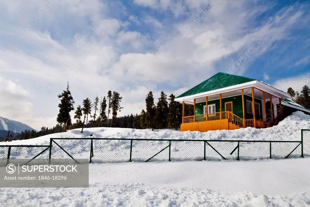Lodge in snow, Kashmir, Jammu And Kashmir, India