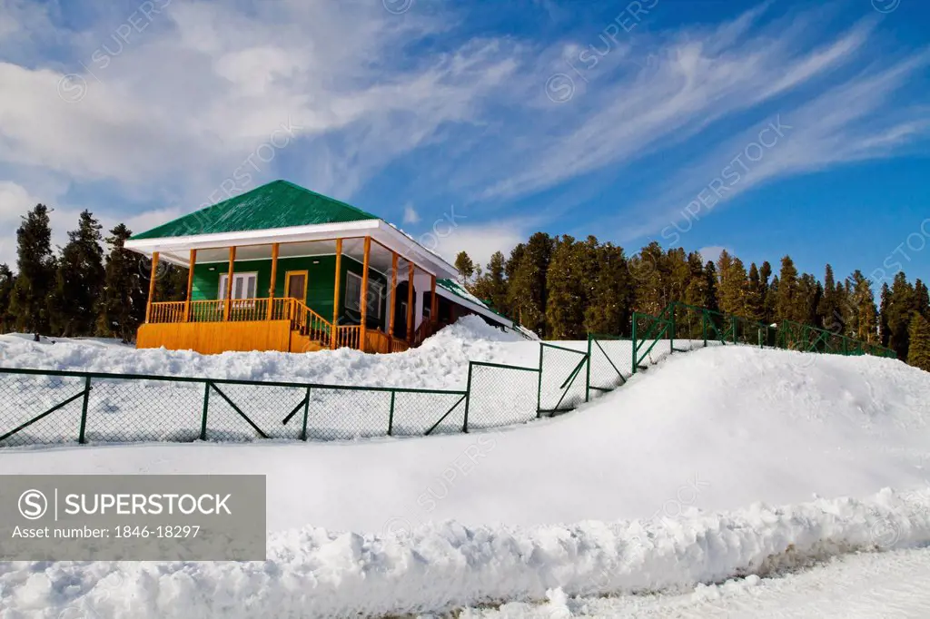Lodge in snow, Kashmir, Jammu And Kashmir, India