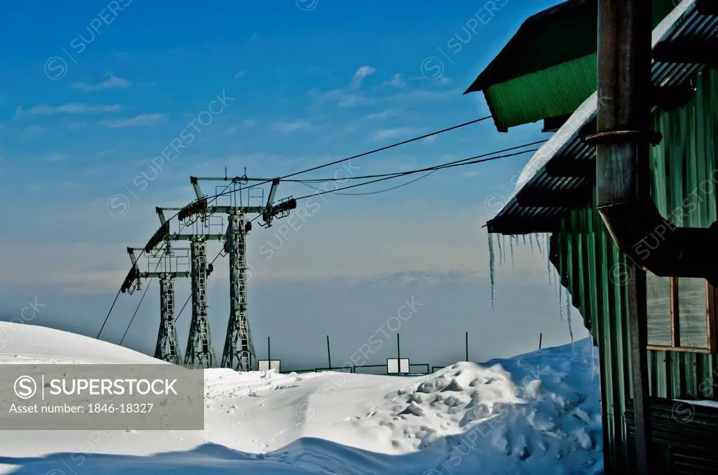 Aerial tramway in winter, Gulmarg, Jammu And Kashmir, India