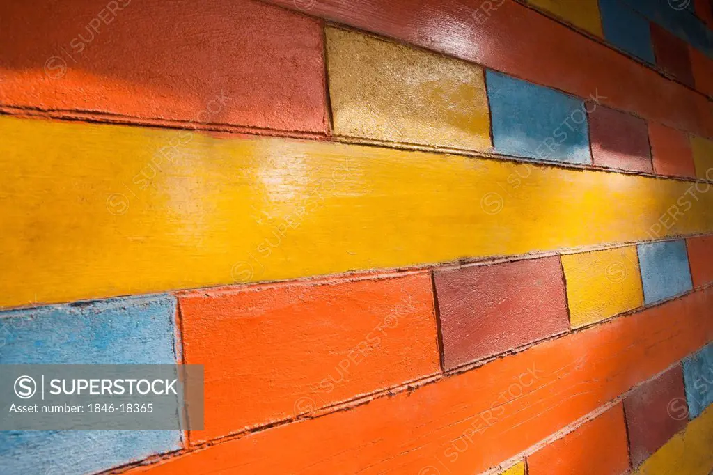 Close-up of the colorful wall of a temple, Nagdev Temple, Shimla, Himachal Pradesh, India