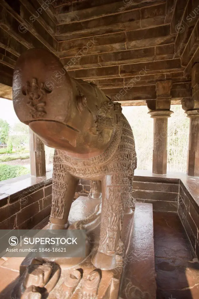 Close-up of Varaha (boar) statue in a temple, Khajuraho temples, Chhatarpur District, Madhya Pradesh, India