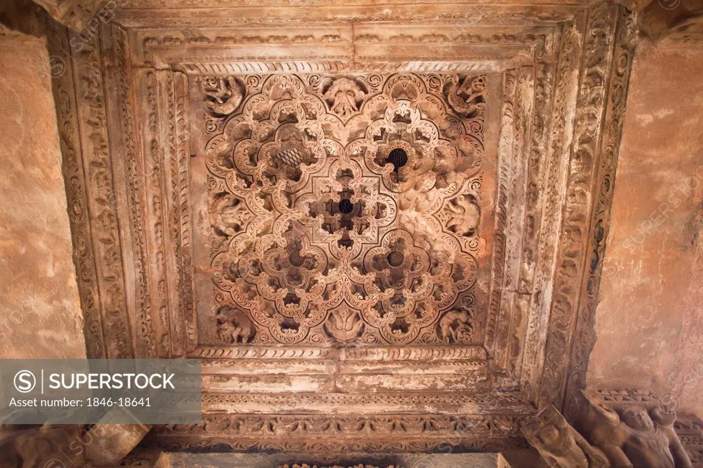 Details of a temple ceiling, Khajuraho, Chhatarpur District, Madhya Pradesh, India
