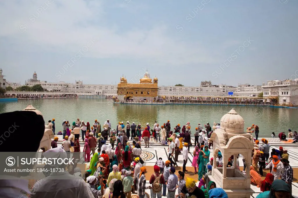 Devotees at a temple, Golden Temple, Amritsar, Punjab, India