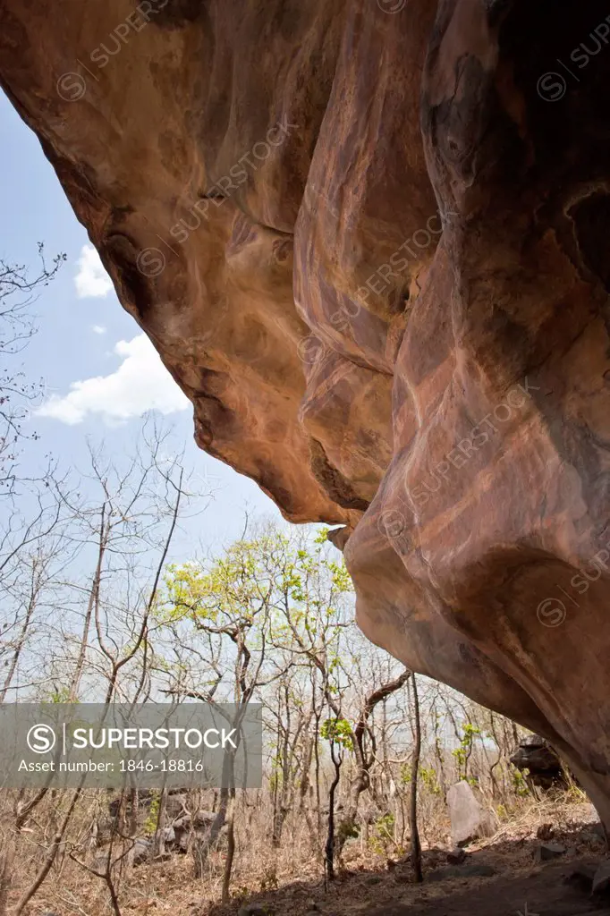Rock formation at an archaeological site, Bhimbetka Rock Shelters, Raisen District, Madhya Pradesh, India