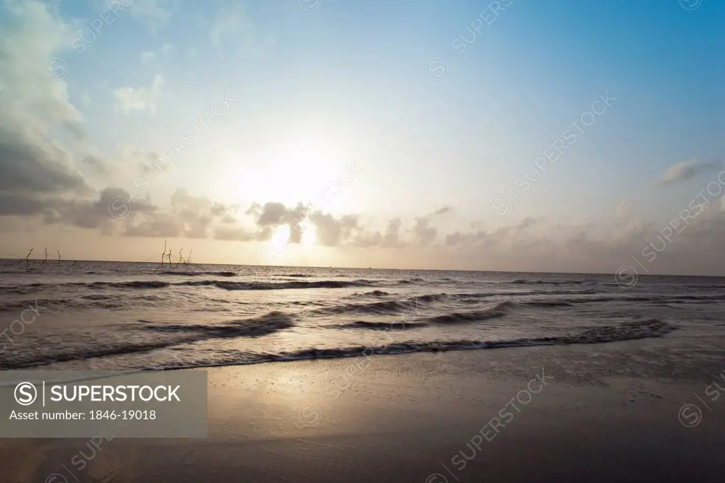 Hazira Beach at sunset, Surat, Gujarat, India