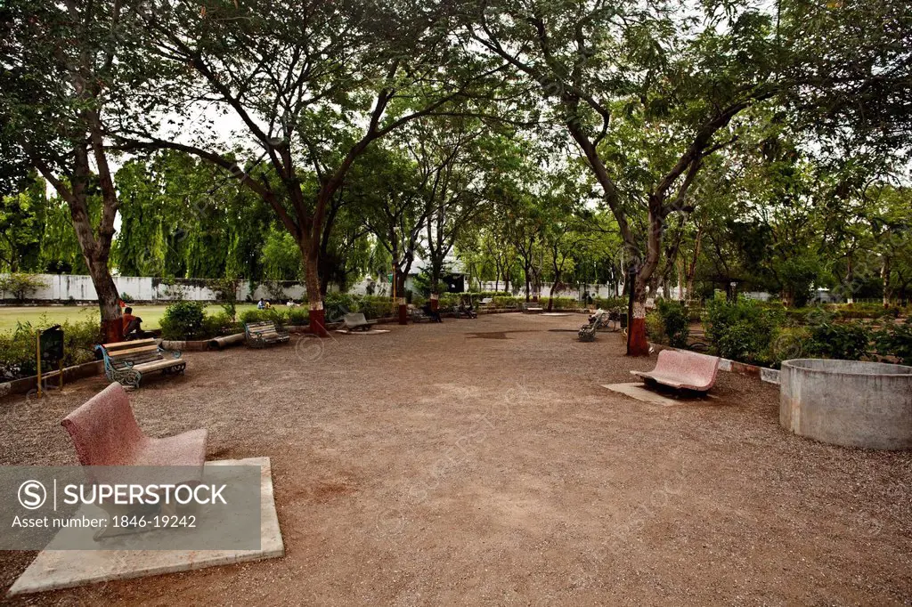Bench in a park, Rajkot, Gujarat, India