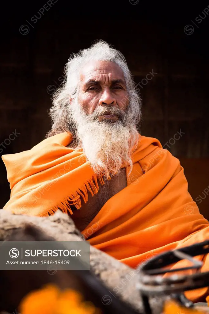 Portrait of a sadhu in Kumbha Mela, Allahabad, Uttar Pradesh, India