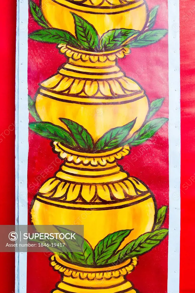 Close-up of a painting during Kumbh Mela, Allahabad, Uttar Pradesh, India