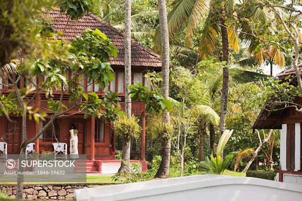 Facade of a traditional house, Kerala Backwaters, Alappuzha District, Kerala, India