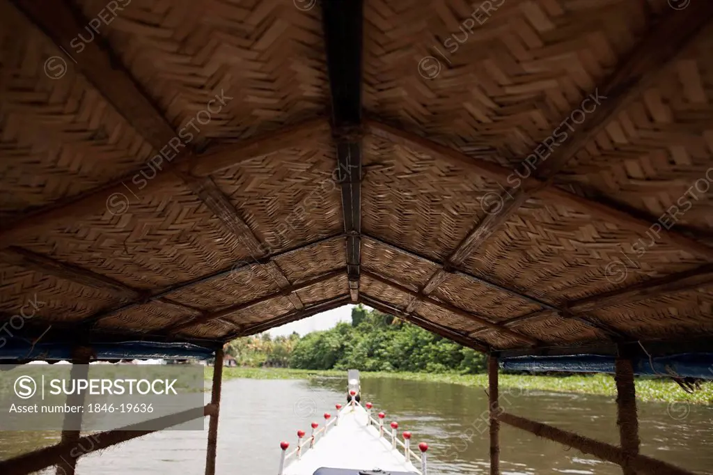 Canopy of a boat, Kerala Backwaters, Alappuzha District, Kerala, India