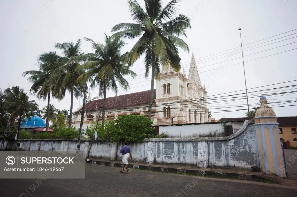 Santa Cruz Basilica viewed from a road, Fort Cochin, Cochin, Kerala, India
