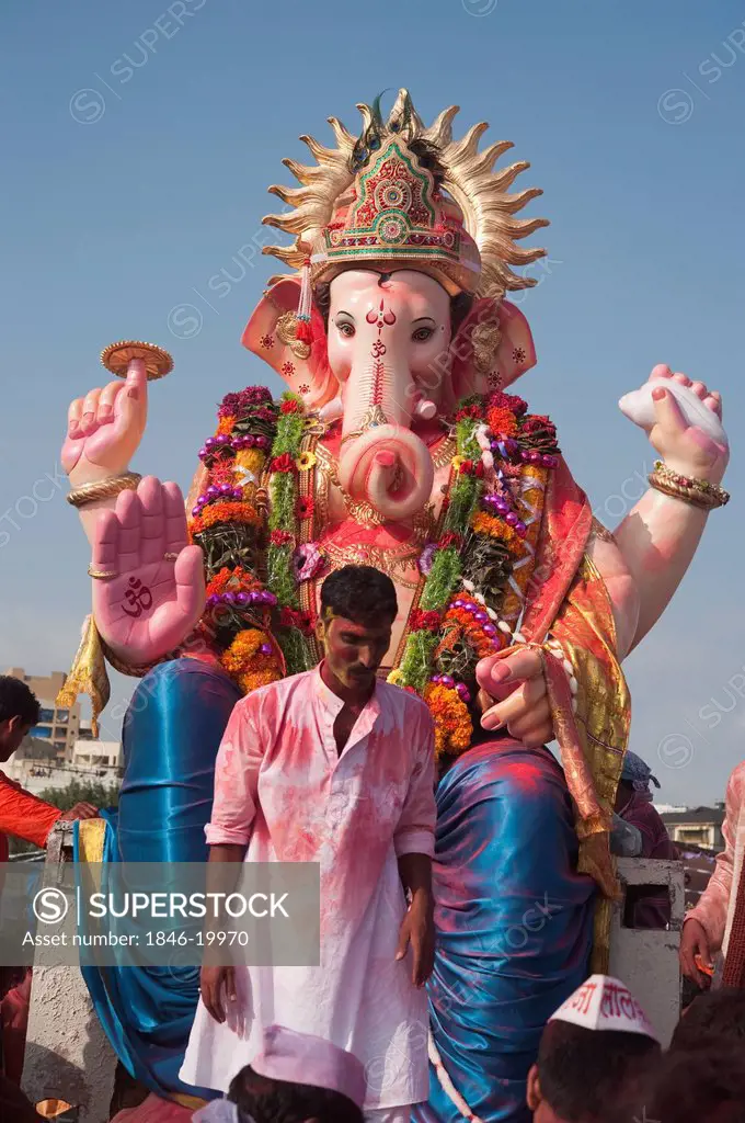 Immersion ceremony of Lord Ganesha, Mumbai, Maharashtra, India