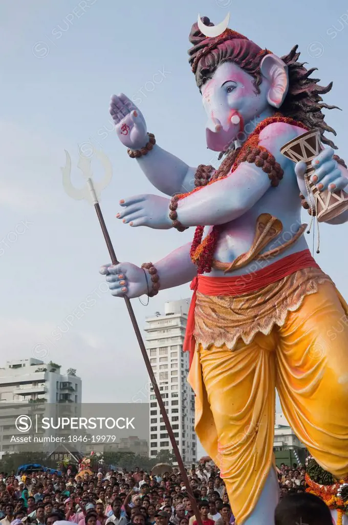 Idol of Lord Ganesha representing Lord Shiva at immersion ceremony, Mumbai, Maharashtra, India