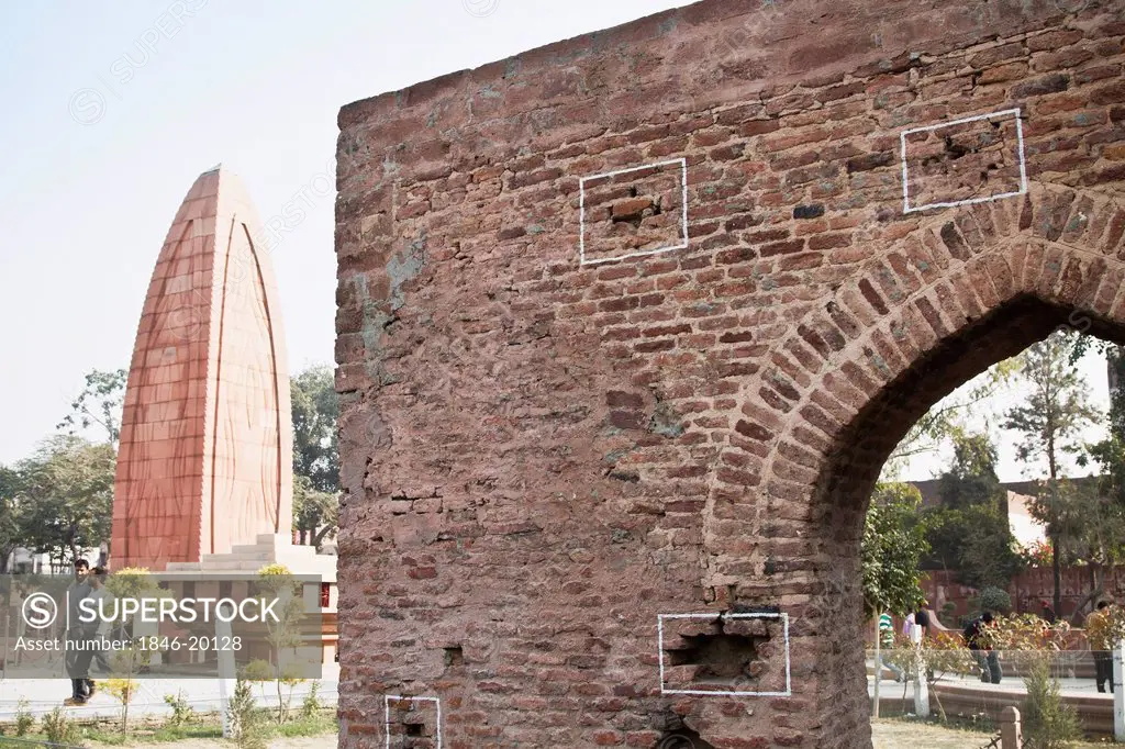 Bullet marks on a memorial, Jallianwala Bagh, Amritsar, Punjab, India
