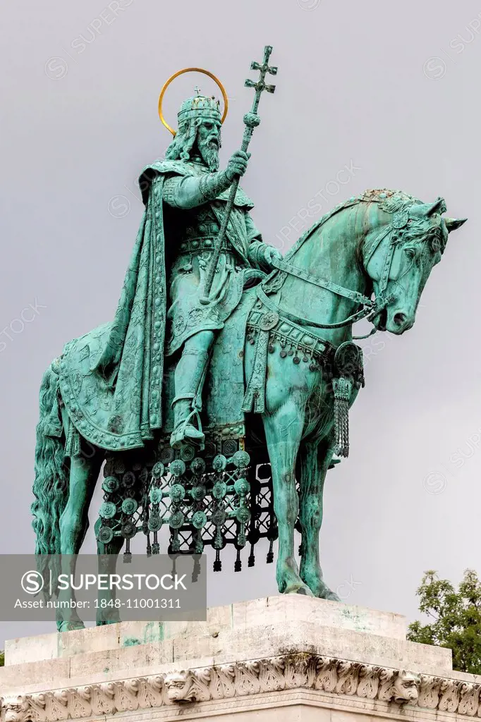 Equestrian statue, monument to King Stephen I, on the castle hill, Budapest, Hungary