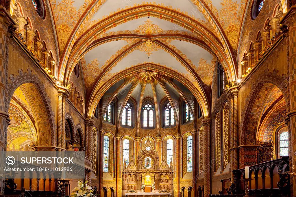 Interior of Matthias Church, Budapest, Hungary