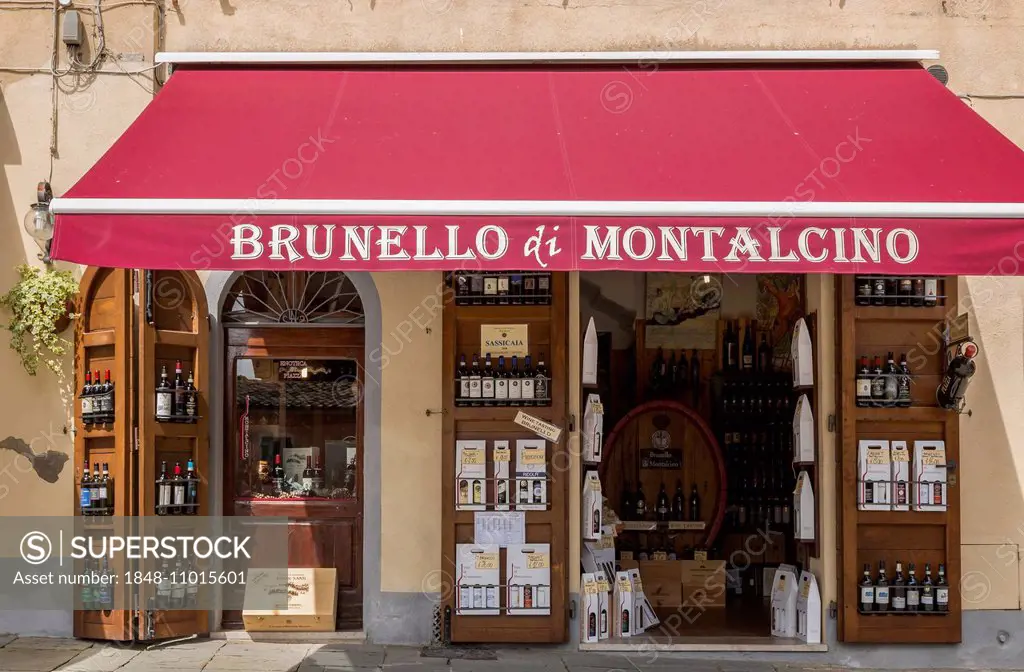 A Brunello di Montalcino wine shop, Montalcino, Tuscany, Italy