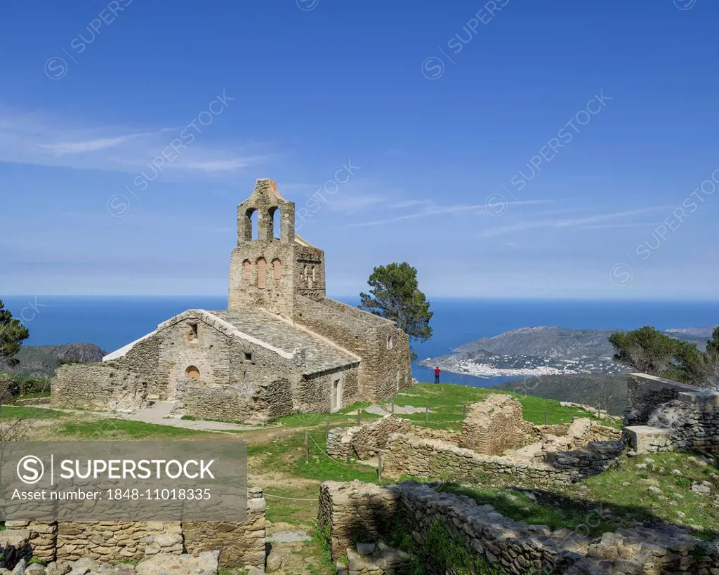 Romanesque Church of Santa Helena de Rodes, near El Port de la Selva, Cap de Creus Natural Park, Catalonia region, Spain