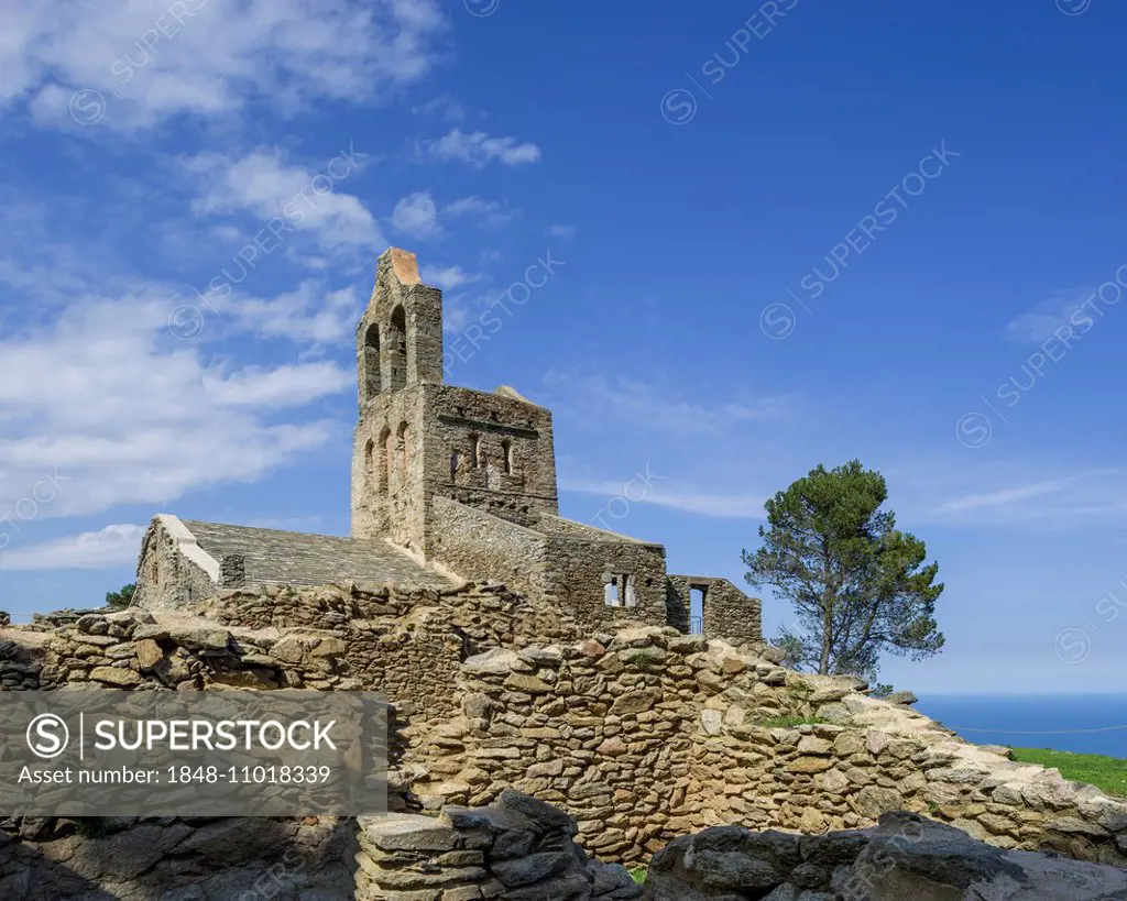 Romanesque Church of Santa Helena de Rodes, near El Port de la Selva, Cap de Creus Natural Park, Catalonia region, Spain