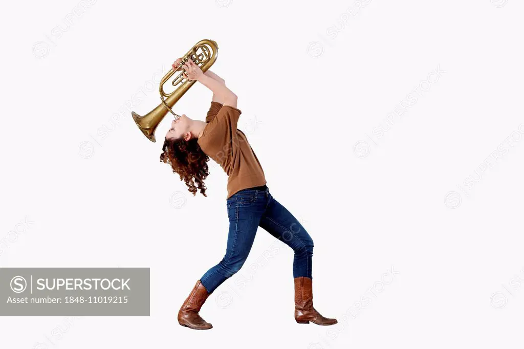 Young Woman playing the trumpet