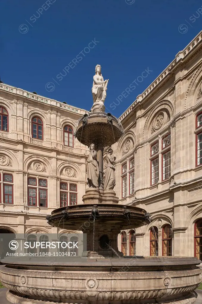 Opera fountain at the Vienna State Opera, by Hans Gasser, 1869, Karajan-Platz, Vienna, Austria