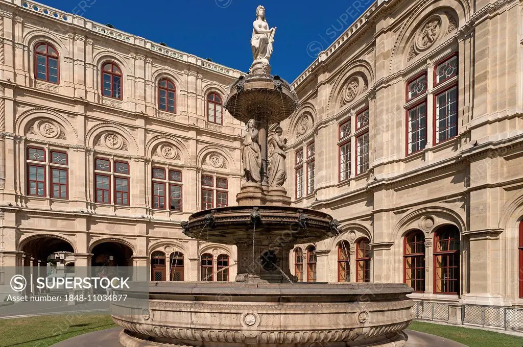 Opera fountain at the Vienna State Opera, by Hans Gasser, 1869, Karajan-Platz, Vienna, Austria