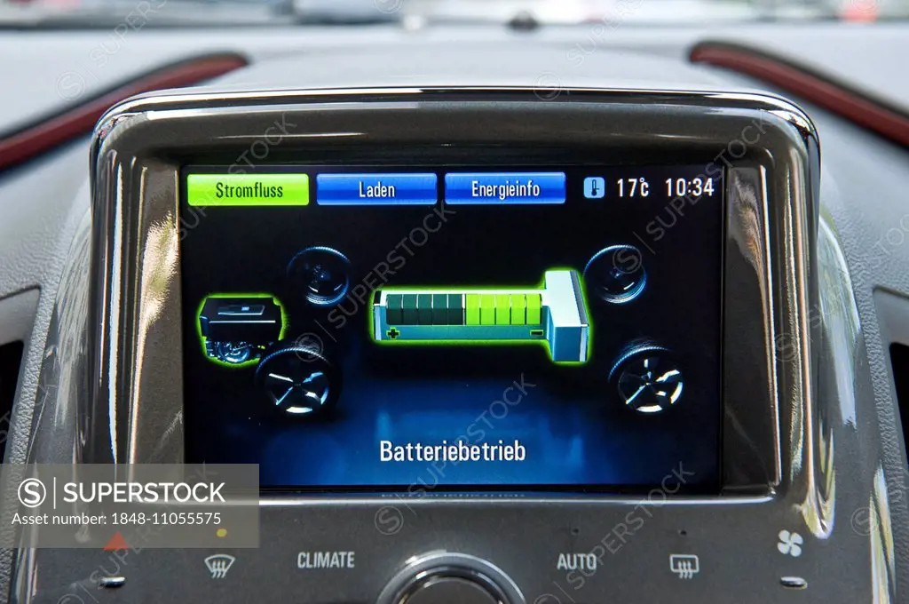 Battery mode display, electric car, Opel Ampera, Germany