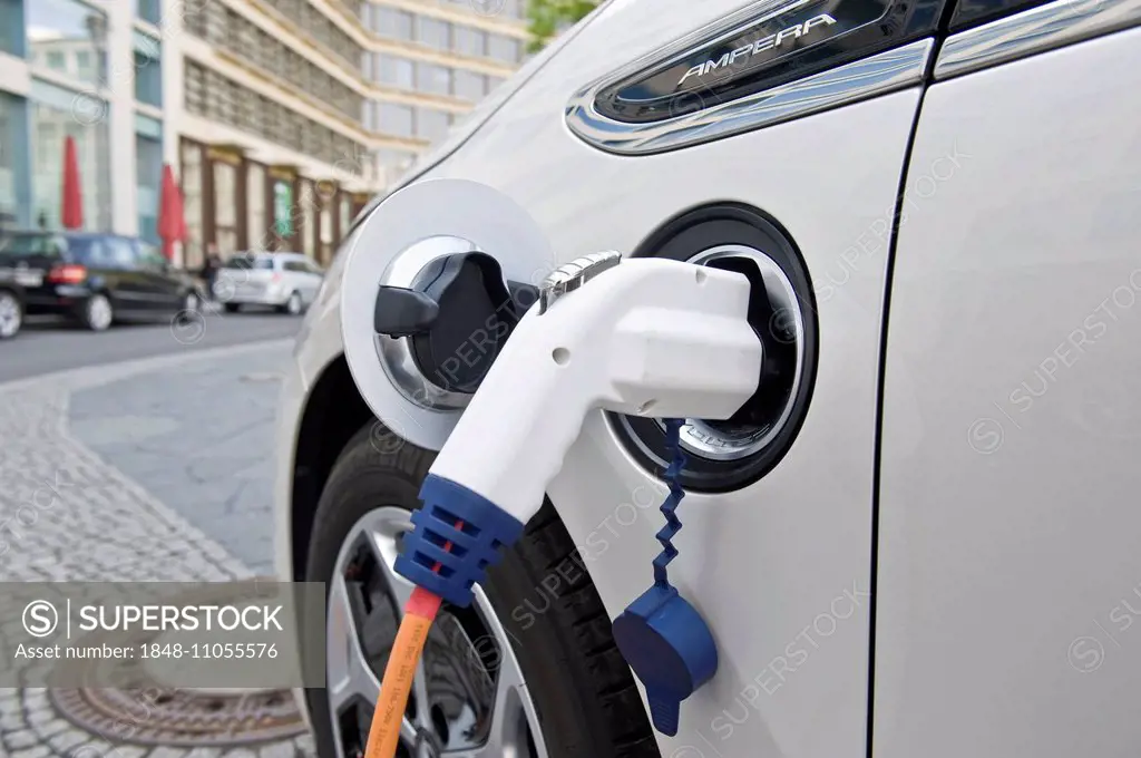 Electric car, Opel Ampera, at a charging station, Berlin, Germany