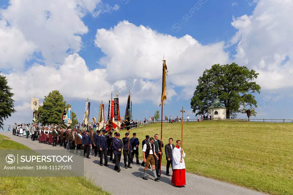 Corpus Christi procession, Törwang, Samerberg, Chiemgau, Upper Bavaria, Bavaria, Germany