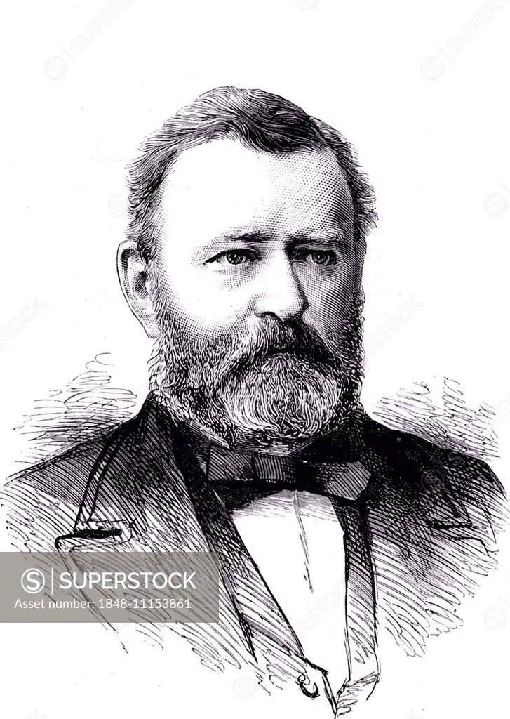 Ulysses S. Grant, 18th President of the United States, American general, historical print, 1890