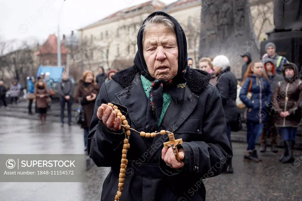 Mourning ceremony for victims of the Euromaidan in Kiev, Lviv, Western Ukraine, Ukraine