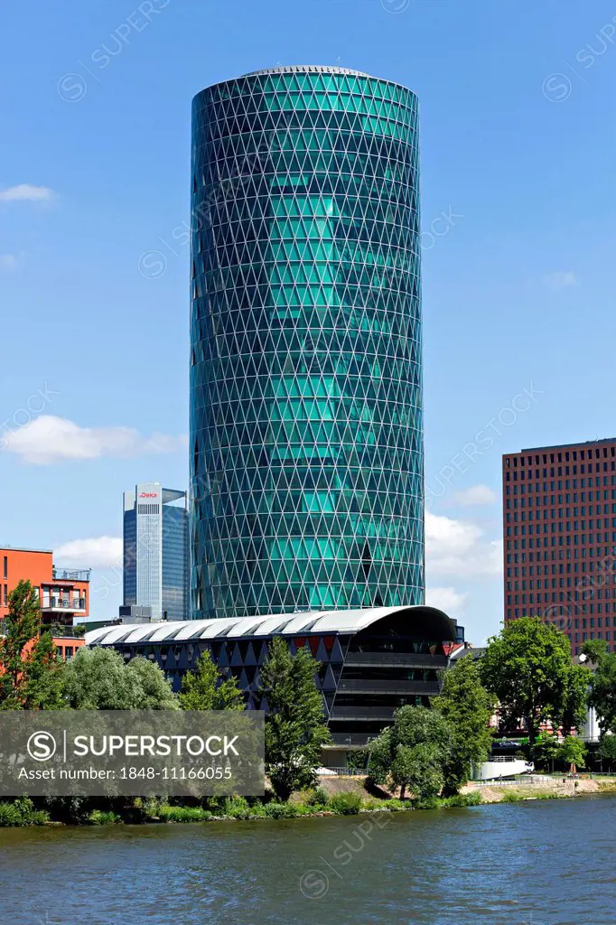 The River Main and Westhafen Tower, Frankfurt am Main, Hesse, Germany