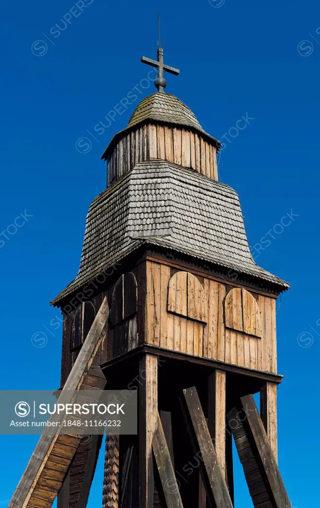 Bell tower of old wooden church of Djursdala, Småland, Sweden