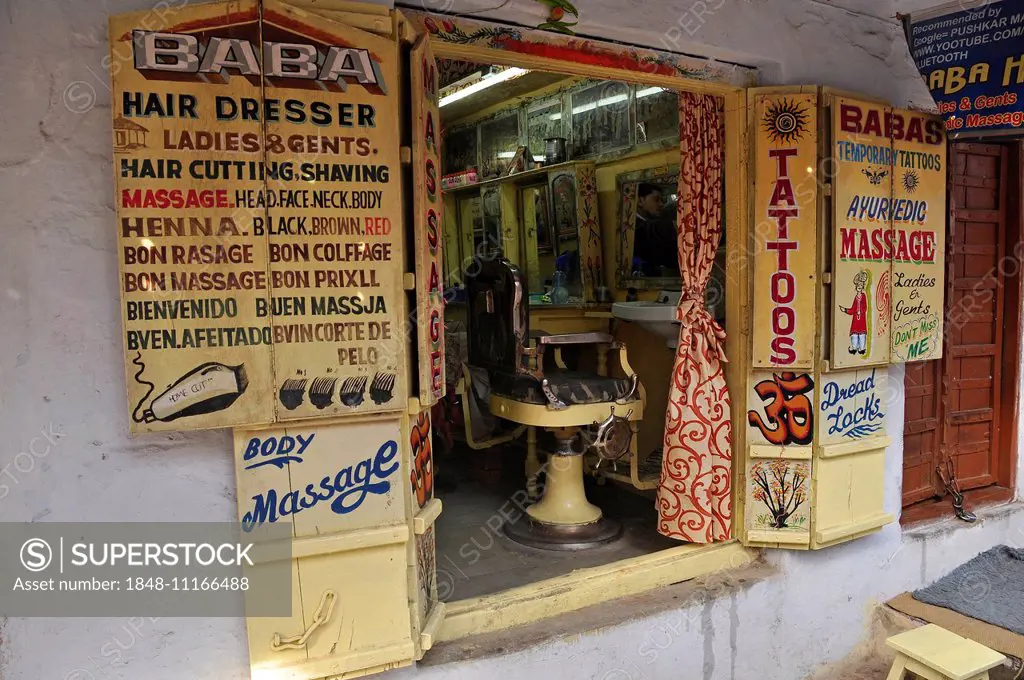 Barber shop, Pushkar, Rajasthan, India