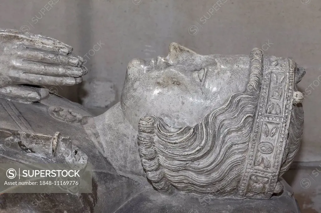 Grave of Richard I the Lionheart, medieval recumbent figure, Rouen Cathedral, Cathedral of Notre-Dame, Rouen, Seine-Maritime, Upper Normandy, France