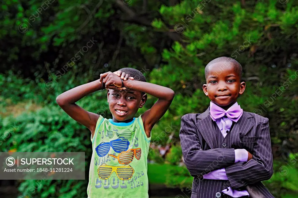 Two children in the Parliament Gardens, Windhoek, Namibia