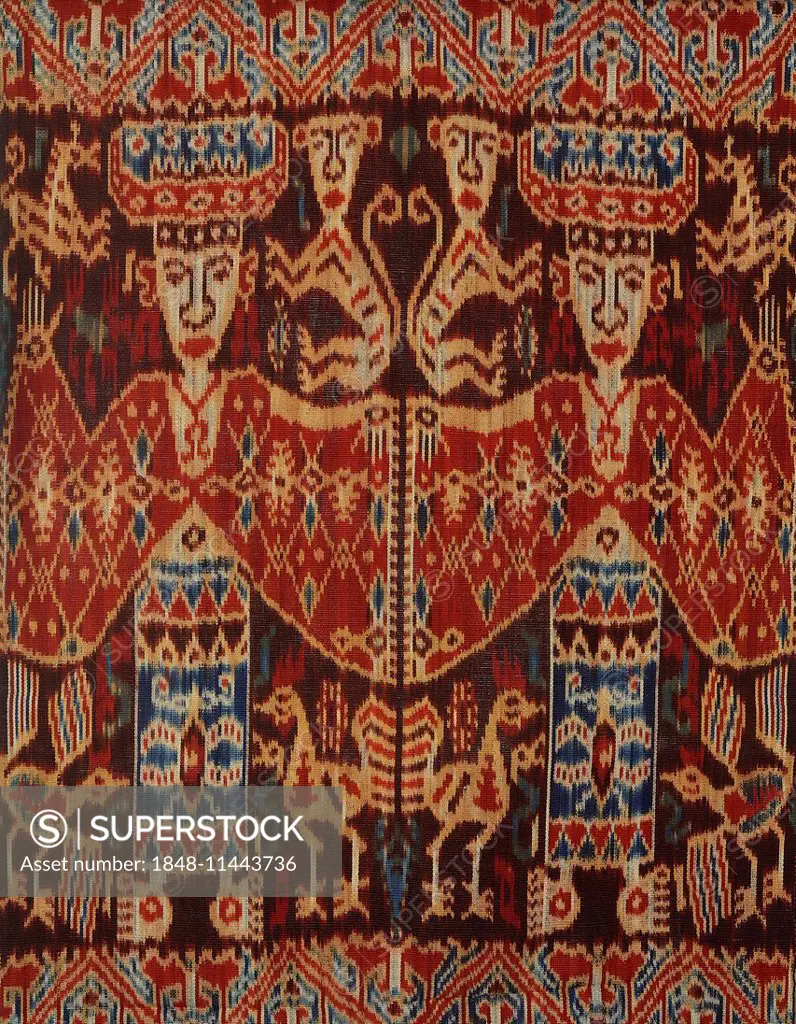 Hand-woven textiles, Ikat Sumba, Hinggi, coat or cloak, around 1930, Sumba, Indonesia