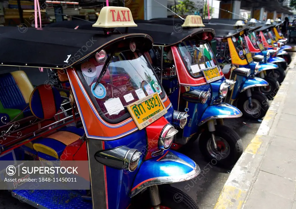 Row of tuk-tuks, Bangkok, Thailand